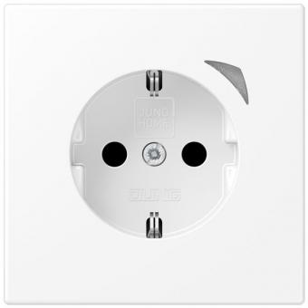 JUNG HOME SCHUKO® Steckdose, 16 A 250 V ~, mit Funktionsanzeige, SAFETY+, Serie LS, schneeweiß matt 
