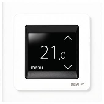 DEVI UP-Uhrenthermostat DEVIreg Touch 16A, 230V mit Einfachrahmen, reinweiß 