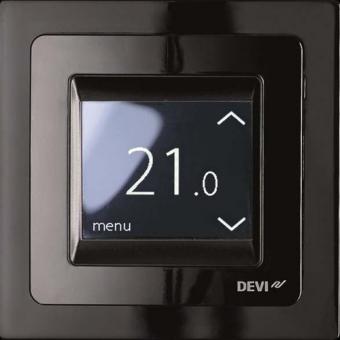 DEVI UP-Uhrenthermostat DEVIreg Touch 16A, 230V mit Einfachrahmen, schwarz 