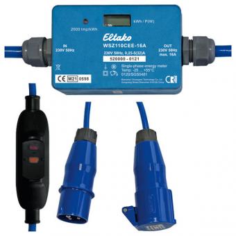 Eltako WSZ110CEE16A+PRCD, Mobiler Wechselstromzähler mit CEE-Stecker und CEE-Kupplung, mit PRCD, MID geeicht 