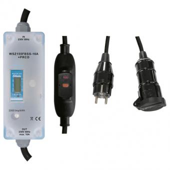 Eltako WSZ155DSS-16A+PRCD MID, Mobiler Wechselstromzähler mit Schuko-Stecker und Schuko-Kupplung, mit PRCD, MID geeicht 