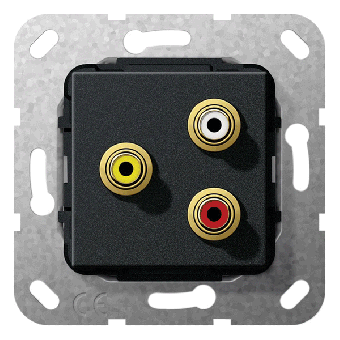 Gira Einsatz Cinch Audio und Composite Video Kabelpeitsche (schwarz, matt) 