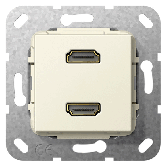 Gira Einsatz HDMI™ „High Speed with Ethernet” 2fach Kabelpeitsche (cremeweiß, glänzend) 