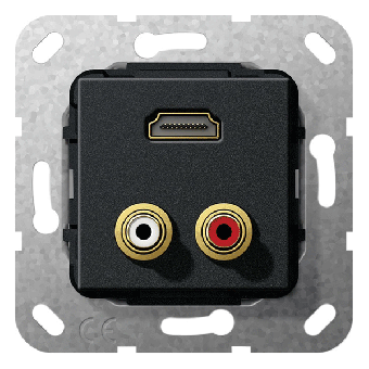 Gira Einsatz Cinch Audio und HDMI™ „High Speed with Ethernet” Gender Changer (schwarz, matt) 