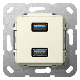 Gira Einsatz USB 3.0 Typ A 2fach Kabelpeitsche (cremeweiß, glänzend) 