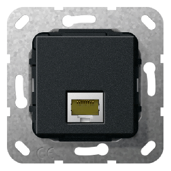 Gira Einsatz Modular Jack RJ45 Cat. 6A 10 GB Ethernet Schneideklemmtechnik (schwarz, matt) 