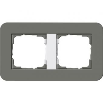 Gira E3 Abdeckrahmen 2-fach, Dunkelgrau Soft-Touch / Reinweiß glänzend 