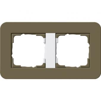 Gira E3 Abdeckrahmen 2-fach, Umbra Soft-Touch / Reinweiß glänzend 