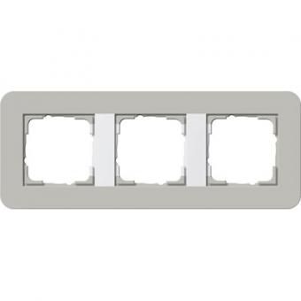 Gira E3 Abdeckrahmen 3-fach, Grau Soft-Touch / Reinweiß glänzend 