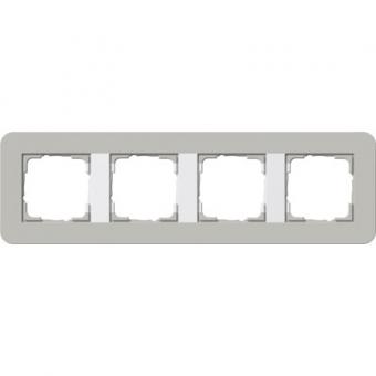 Gira E3 Abdeckrahmen 4-fach, Grau Soft-Touch / Reinweiß glänzend 