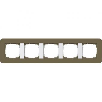 Gira E3 Abdeckrahmen 5-fach, Umbra Soft-Touch / Reinweiß glänzend 