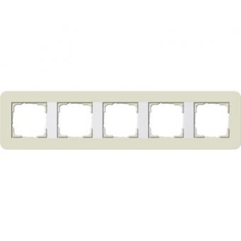 Gira E3 Abdeckrahmen 5-fach, Sand Soft-Touch / Reinweiß glänzend 
