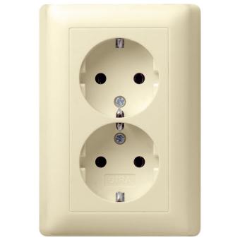 Gira SCHUKO-Doppelsteckdose 16 A 250 V~ mit Vollplatte (cremeweiß, glänzend) 