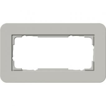Gira E3 Abdeckrahmen ohne Mittelsteg 2-fach, Grau Soft-Touch / Reinweiß glänzend 