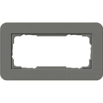 Gira E3 Abdeckrahmen ohne Mittelsteg 2-fach, Dunkelgrau Soft-Touch / Reinweiß glänzend 