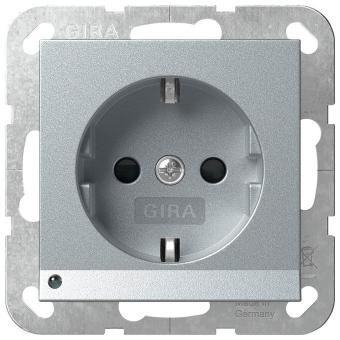 Gira SCHUKO-Steckdose 16 A 250 V~ mit LED-Orientierungsleuchte und Shutter (alu) 