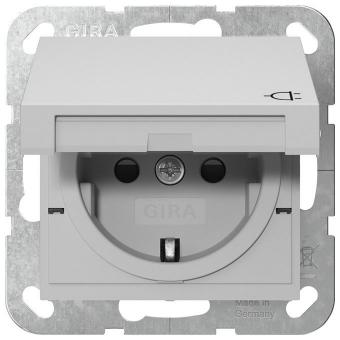 Gira  SCHUKO-Steckdose 16 A 250 V~ mit Klappdeckel und Shutter (grau, matt) 