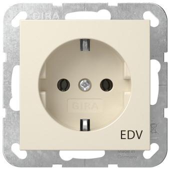 Gira SCHUKO-Steckdose 16/250~ mit Aufdruck EDV (cremeweiß, glänzend) 