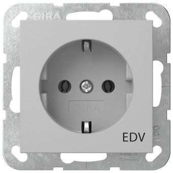 Gira SCHUKO-Steckdose 16/250~ mit Aufdruck EDV (grau, matt) 