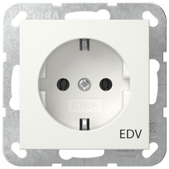 Gira SCHUKO-Steckdose 16/250~ mit Aufdruck EDV (reinweiß, seidenmatt) 