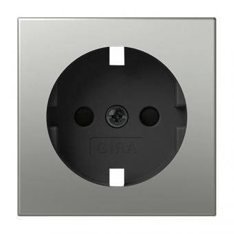 Gira Zentralplatte - Ersatz-Abdeckung für SCHUKO-Steckdose mit Shutter (Edelstahl) 