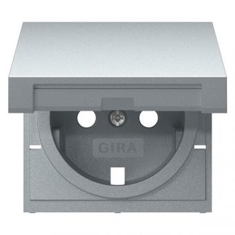 Gira Zentralplatte - Ersatz-Abdeckung für SCHUKO-Steckdose mit Klappdeckel (alu) 
