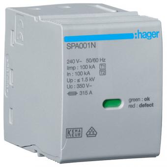 Hager SPA001N - Steckmodul N-PE Uc 350V Iimp 100kA Up 1.5kV 