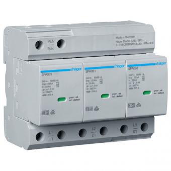 Hager SPA800 - Kombiableiter T1+T2 3P Uc 350V Iimp 25kA Up 1.5kV TNC Fernmeldekontakt 