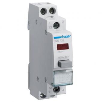 Hager SVN432 Taster 16A mit LED Leuchtmelder rot, 2 Schließer, 230V AC 