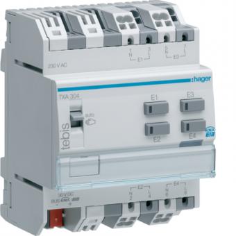 Hager TXA304 - Binäreingang 4fach, 230V~, REG, KNX 