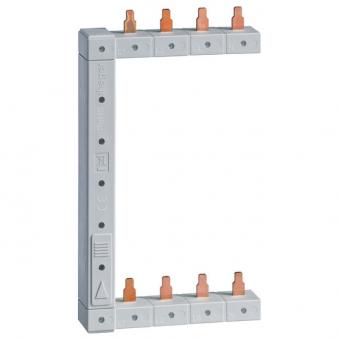 Hager KCF663S, Phasenschiene senkrecht links/rechts (sym.), L1L2L3N zu L1L2L3N, 125mm, 2-reihig 