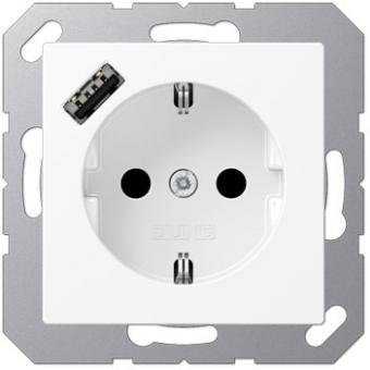 Jung SCHUKO-Steckdose mit USB-Ladegerät Typ A (schneeweiß matt) 