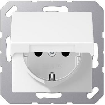 Jung  SCHUKO-Steckdose mit Klappdeckel (schneeweiß matt) 