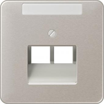Jung UAE-Abdeckung mit Schriftfeld, 2-fach (platin) 