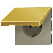 SCHUKO-Steckdose mit Klappdeckel (goldfarben) 