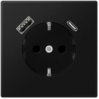 Jung  SCHUKO-Steckdose mit USB-Ladegerät Typ C+A (graphitschwarz matt) 