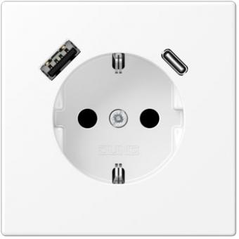 Jung  SCHUKO-Steckdose mit USB-Ladegerät Typ C+A (schneeweiß matt) 