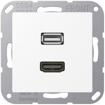 Jung Multimedia-Einsatz HDMI / USB (schneeweiß matt) 