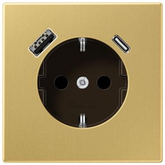 Jung  SCHUKO-Steckdose mit USB-Ladegerät Typ C+A (Messing Classic) 