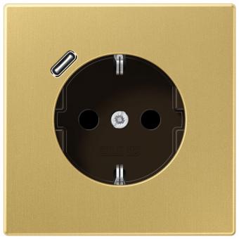 Jung  SCHUKO-Steckdose mit USB-Ladegerät Typ C (Messing Classic) 