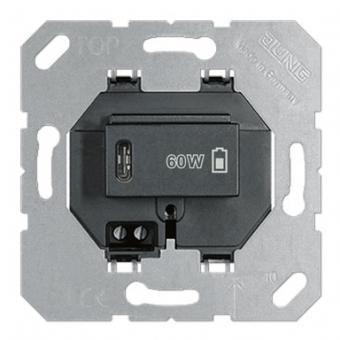 JUNG USB-Ladegerät PD 1xTyp C, USB PD60 C SW, 3000mA, schwarz 