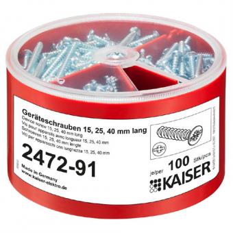 Kaiser  Schrauben-Box mit je 100 Geräteschrauben, 15, 25, 40 mm 