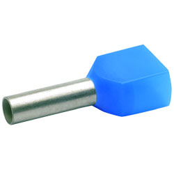 Zwillingsaderendhülsen isoliert, 2 x  2,5mm² / 13mm, blau, 100 Stück 