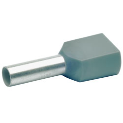 Zwillingsaderendhülsen isoliert, 2 x  4,0mm² / 12mm, grau, 100 Stück 