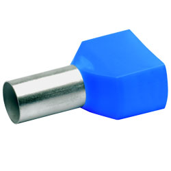 Zwillingsaderendhülsen isoliert, 2 x 16mm² / 14mm, blau, 100 Stück 