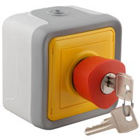 Legrand Nottaster mit Schloss, Feuchtraum Aufputz Plexo 55 grau 