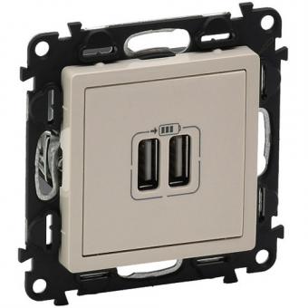 Legrand  Valena Life, USB-Ladedose, 2-fach (mandelweiß) 