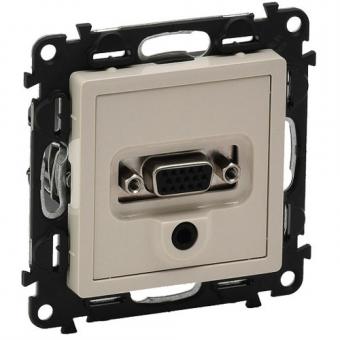 Legrand Valena Life, Abdeckung für HD15+JACK 3,5 Einsatz (mandelweiß) 