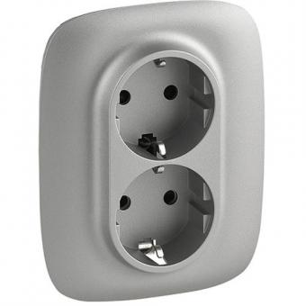 Legrand Valena Allure 2x Schutzkontakt-Doppelsteckdose für 1-fach Installationsdose (aluminium) 
