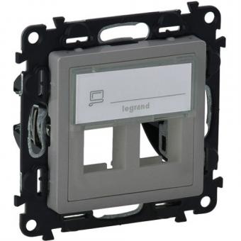 Legrand Valena Life, Abdeckung für Keystone-Adapter, 2-fach (aluminium) 